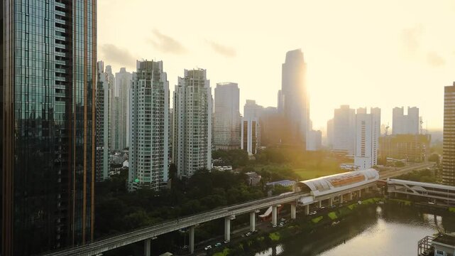 High-quality cinematic aerial drone footage capturing a wide landscape view from an elevated perspective with smooth and stable camera movement. The video showcases a clean and visually balanced compo
