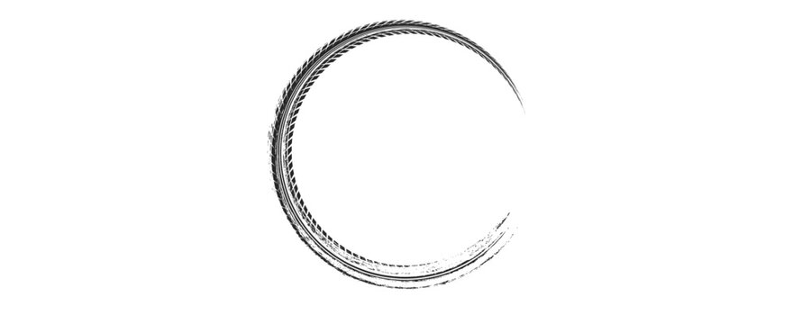 Auto tire tread grunge circle frames set. Car and motorcycle tire pattern  wheel tyre tread track. Black tyre round border. Vector illustration isolated on white background.