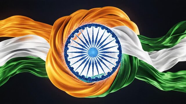 Dynamic Indian Flag Ribbon Motion Visuals.