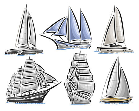 Vector Sailing Ship Set