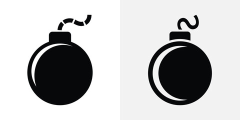 Black bomb with different fuses on white background