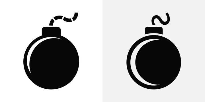 Black bomb with different fuses on white background