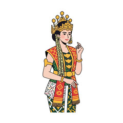 Obraz premium Indonesian woman in traditional Sundanese wedding dress and crown