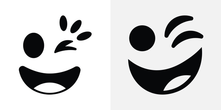 Black smiley faces with sweat and tears of joy emoticon
