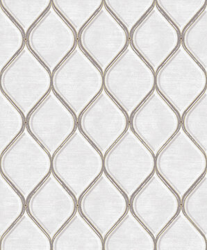 Seamless luxury background, trellis pattern with delicate intersecting curves emerging on a soft canvas texture