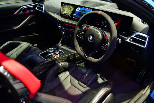 Thailand-March 26,2026: Interior Design of BMW M4 CS at the 47 Bangkok International Motor Show ,At IMPACT Challenger Hall, Muang Thong Thani.