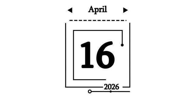 Modern Calendar Animation 16 April 2026 Date Reveal