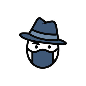 Modern Spy Agent Logo with Hat and Mask Minimalist Icon