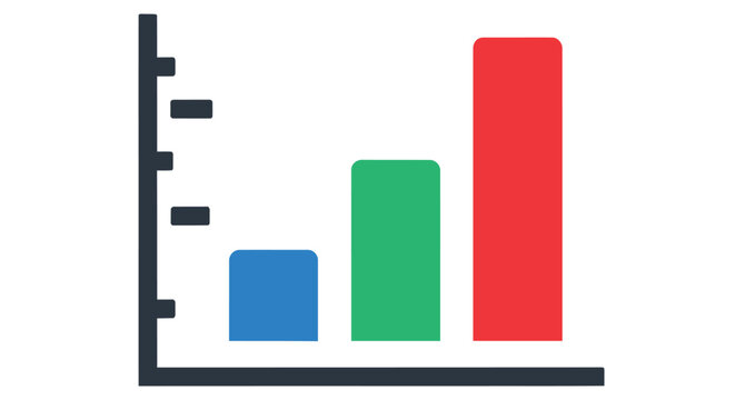 Simple bar graph illustration with red green and blue colored columns