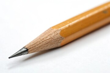 Fototapeta premium A pencil with a black tip is shown on a white background