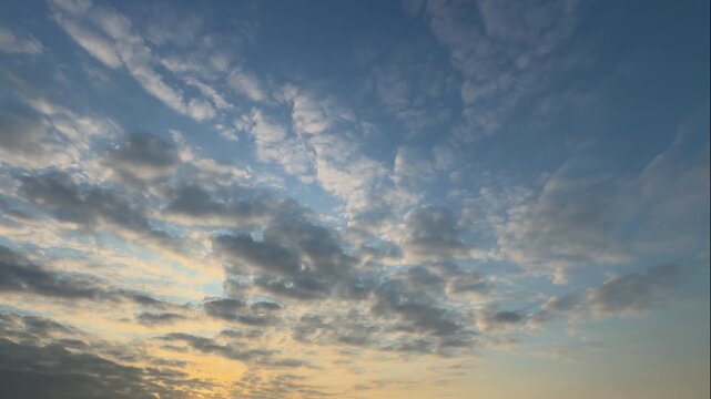 Dramatic Clouds in Evening Blue Sky, Atmospheric Cloudscape Background