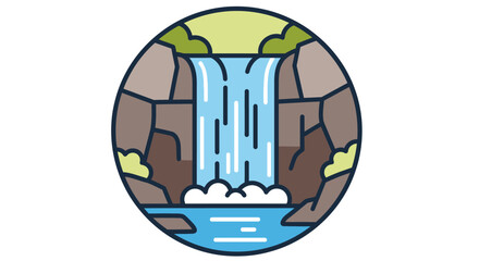 Cartoon illustration of a waterfall. © MUHRODIN