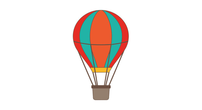 Colorful hot air balloon flying high.