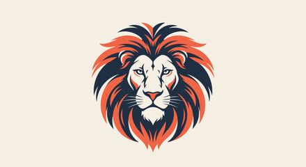 Lion Head Illustration with Colorful Mane. © amni