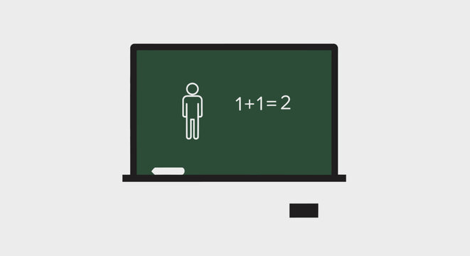 Laptop with chalkboard on screen.