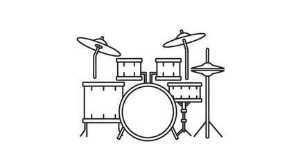 Drum set with cymbals and stands. © MUHRODIN