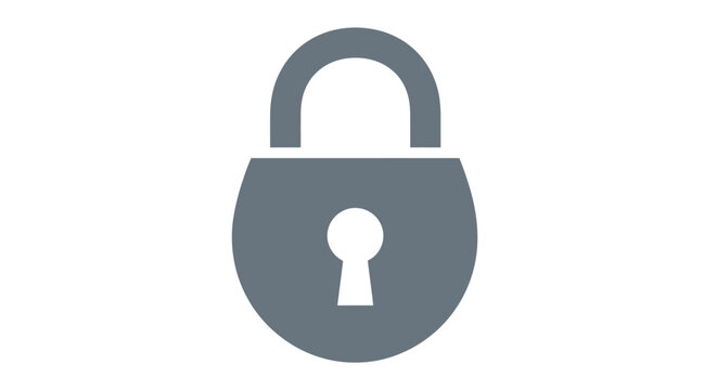 Gray metal padlock with keyhole.