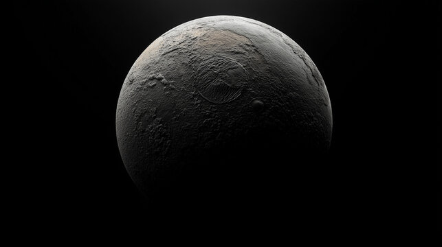 Ultra Realistic Dark Cratered Planet Isolated on Black Background &ndash; Detailed Moon Surface Texture Space Concept