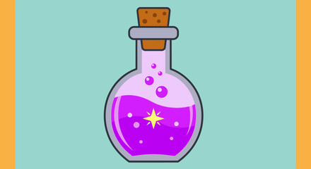 Purple liquid in glass bottle. © MUHRODIN
