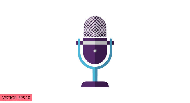 Purple and blue microphone graphic design.