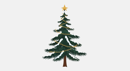 Fototapeta premium Snowy Christmas Tree with Star.