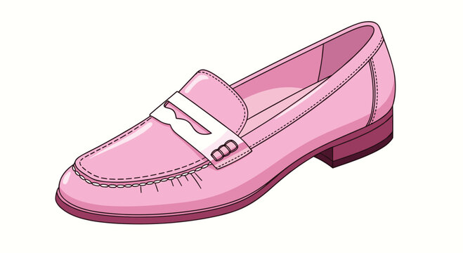 Pink loafer shoe vector illustration isolated on white background fashion footwear for women.
