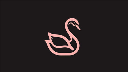 Fototapeta premium Pink swan outline on black background