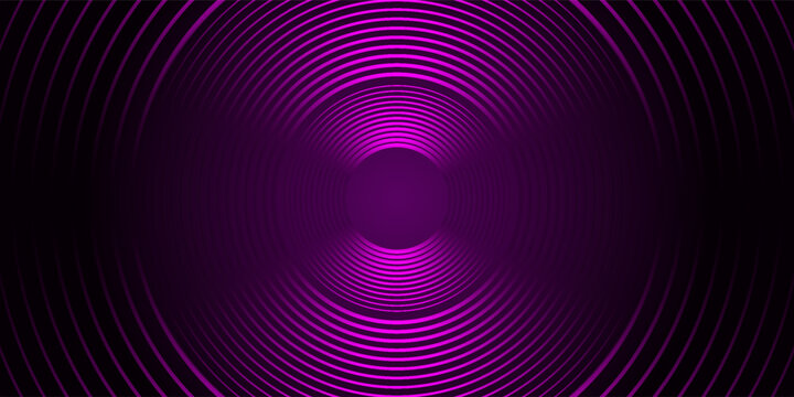 3D purple techno abstract background with overlapping layers in dark space with glowing circle lines decoration. for banner, flyer, card or brochure cover.