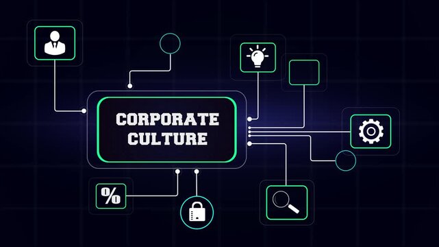 Developing a strong corporate culture for business success and employee engagement with modern digital icons