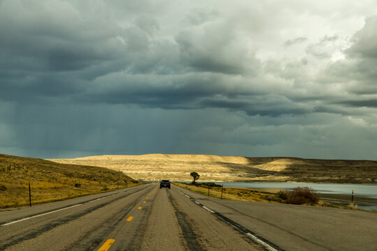 USA, YW, Fontanelle.  State route 372, heading into changeable weather.