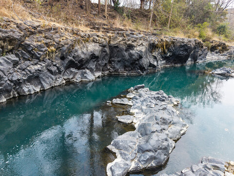 Basalt and coloful waterbody