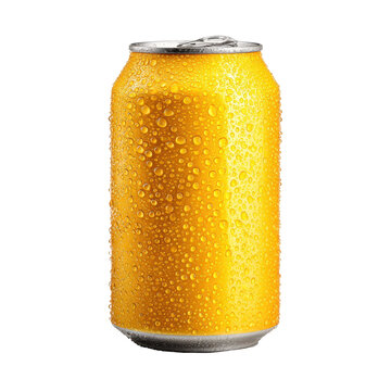 A yellow beer can against illustrating a striking visual contrast ,isolated on transparent background