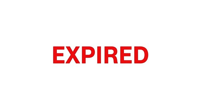 Red expired text on white background word signage