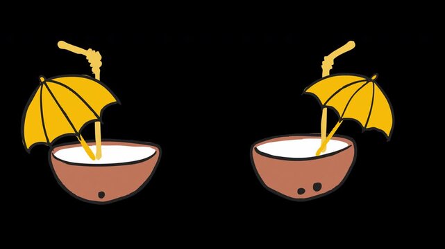 Coconut Drink icon loop Animation video transparent background with alpha channel