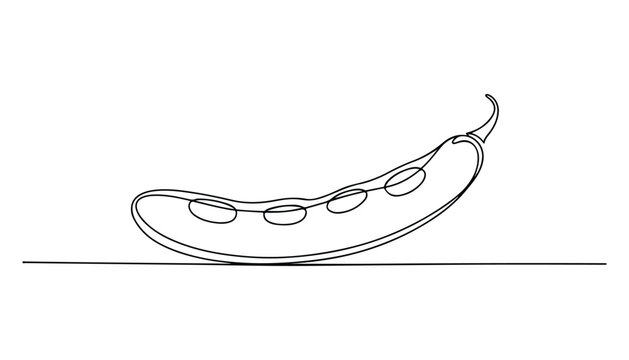 One continuous line illustration of an Peas vegetable, isolated on white background.