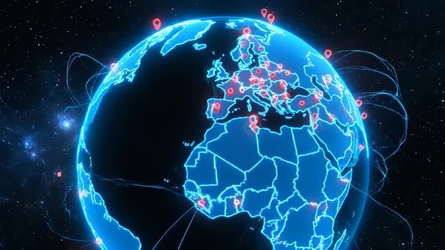 Global Network Connection Digital Earth Visualization.