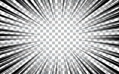 Black and white radial lines comics style backround. Manga action, speed abstract. © HITO STOUNTIO