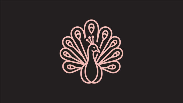 Pink peacock illustration on black background