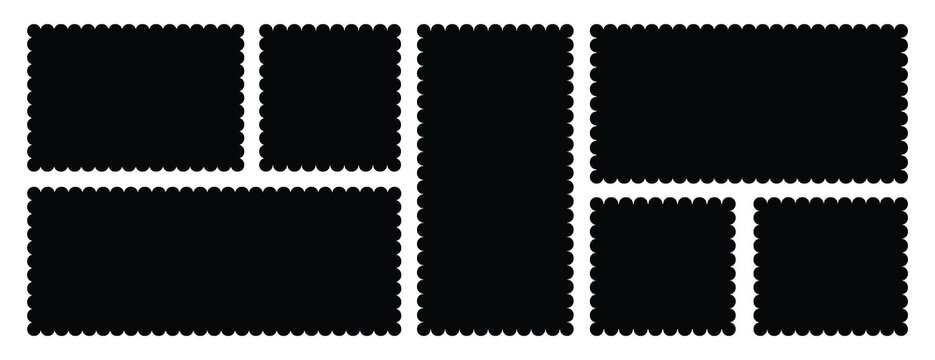 Geometric zig zag wavy stickers. Zig zag square shape collection. set wavy edge frames. vector illustration.