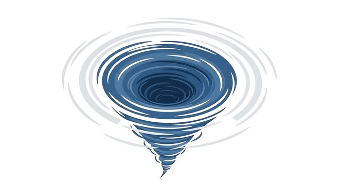 Vivid Blue Tornado Vortex Graphic Isolated on White Background Weather Concept.