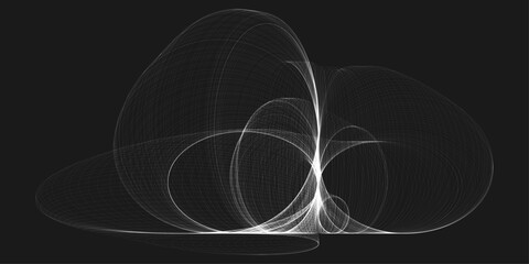 minimal abstract vector glowing light line wave on dark background with flowing geometric curves.