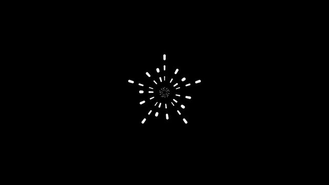 Sparkling cartoon explosion, circular energy burst, glowing ring animation, geometric pop-up lines, black screen backdrop, 4k resolution, seamless video loop, festive motion graphi (3)