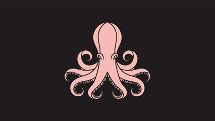 Pink octopus illustration on black background © Stok