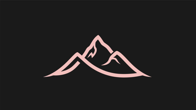 Pink mountain range outline on black background