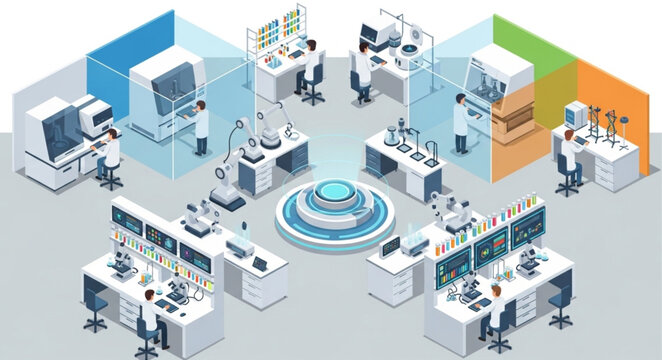 Isometric Laboratory Illustration - A Hub of Scientific Research and Innovation.
