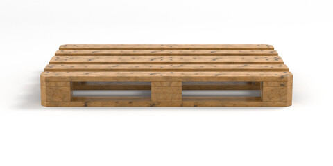 Fototapeta premium Wooden pallet on white background. Isolated 3D illustration