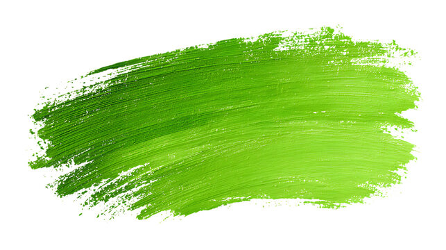 Vibrant green brush stroke isolated on transparent background artistic design element