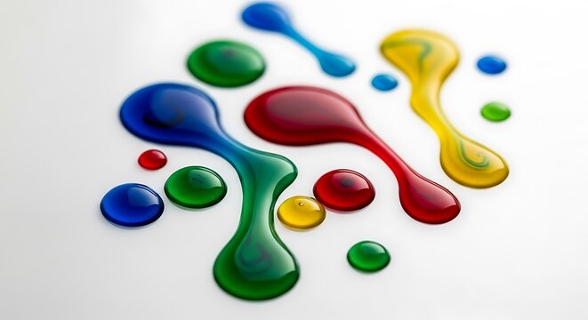 Colorful Ink Splatter Drops on White Surface