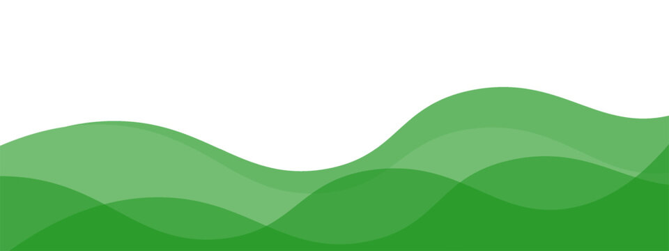 Green waves separator, footer, modern divider shape for bottom of the website page