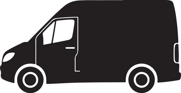 Black Van Silhouette on White Background